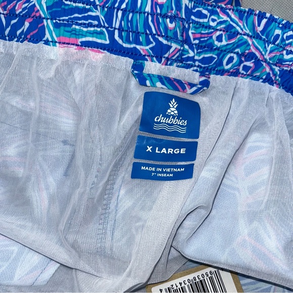 Chubbies blue and pink tropical print swim trunks size XL NWT - Picture 5 of 5